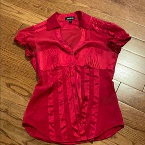 Vintage Bebe silky sheer fitted button down top